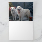 Great Pyrenäen Snowy Sleigh Weihnachtsdekor Karte (Innenseite)