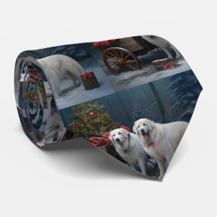 Great Pyrenäen Snowy Sleigh Weihnachtsdekor Krawatte
