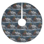 Great Pyrenäen Snowy Sleigh Weihnachtsdekor Polyester Weihnachtsbaumdecke (Vorderseite)