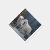 Great Pyrenäen Snowy Sleigh Weihnachtsdekor Serviette (Ecke)