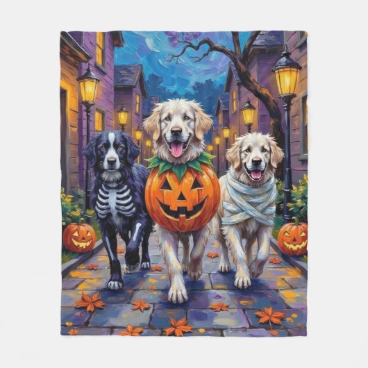 Great Pyrenäen Trick-or-Treating Halloween-Kostüm Fleecedecke (Vorderseite)