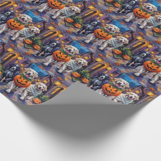 Great Pyrenäen Trick-or-Treating Halloween-Kostüm Geschenkpapier (Ecke)