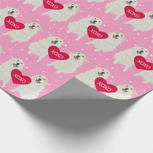 Great Pyrenäen Valentinstag Geschenkpapier (Ecke)