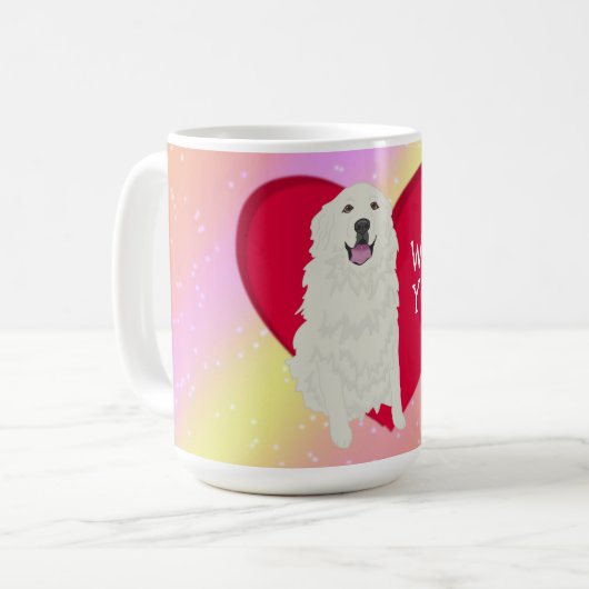 Great Pyrenäen Valentinstag Kaffeetasse (Vorderseite Links)