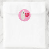 Great Pyrenäen Valentinstag Runder Aufkleber (Tasche)