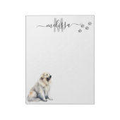 Great Pyrenäen Wasserfarbe Monogramm Personalisier Notizblock (Rotiert)