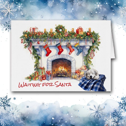 Great Pyrenäen Welpe Kamin warten auf Santa