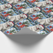 Great Pyrenäen Winter Wunderland Weihnachtsfreuden Geschenkpapier (Ecke)