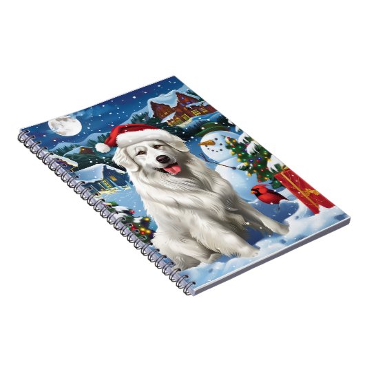 Great Pyrenäen Winter Wunderland Weihnachtsfreuden Notizblock (Rechte Seite)