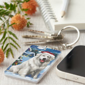 Great Pyrenäen Winter Wunderland Weihnachtsfreuden Schlüsselanhänger (Vorderseite rechts)