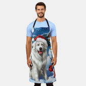 Great Pyrenäen Winter Wunderland Weihnachtsfreuden Schürze (Getragen)