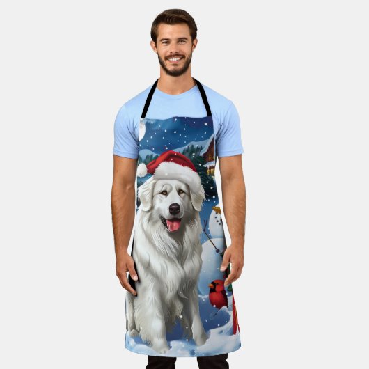 Great Pyrenäen Winter Wunderland Weihnachtsfreuden Schürze (Getragen)