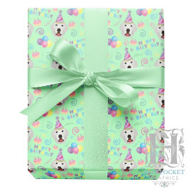Great Pyrenees Birthday Gift Wrapping Paper Green Geschenkpapier