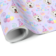 Great Pyrenees Birthday Gift Wrapping Paper Purple