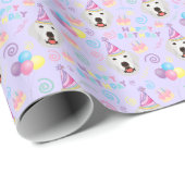 Great Pyrenees Birthday Gift Wrapping Paper Purple Geschenkpapier (Rolleneckpunkt)