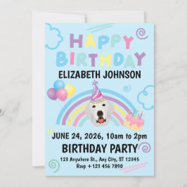 Great Pyrenees Birthday Invitation Blue Einladung