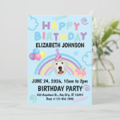 Great Pyrenees Birthday Invitation Blue Einladung (Stehend Vorderseite)