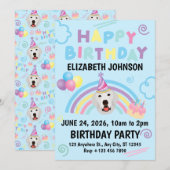 Great Pyrenees Birthday Invitation Blue Einladung (Vorne/Hinten)