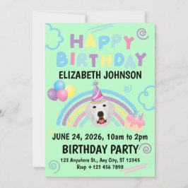Great Pyrenees Birthday Invitation Green Einladung
