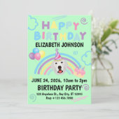 Great Pyrenees Birthday Invitation Green Einladung (Stehend Vorderseite)