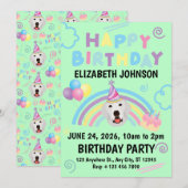 Great Pyrenees Birthday Invitation Green Einladung (Vorne/Hinten)