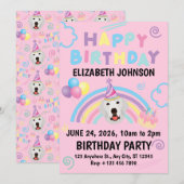 Great Pyrenees Birthday Invitation Pink Einladung (Vorne/Hinten)