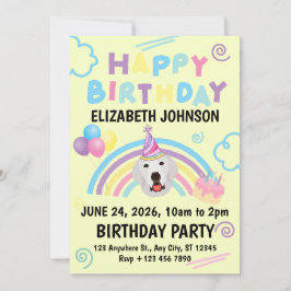 Great Pyrenees Birthday Invitation Yellow Einladung