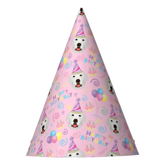 Great Pyrenees Birthday Party Hat Pink Partyhütchen (Vorderseite)
