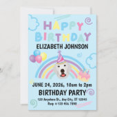 Great Pyrenees Birthday Party Invitation Blue Einladung (Vorderseite)