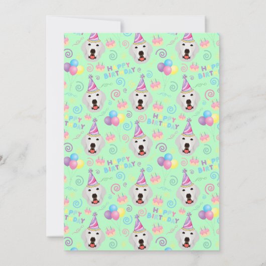 Great Pyrenees Birthday Party Invitation Green Einladung (Rückseite)