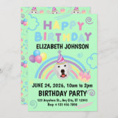Great Pyrenees Birthday Party Invitation Green Einladung (Vorne/Hinten)
