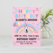 Great Pyrenees Birthday Party Invitation Pink Einladung (Stehend Vorderseite)