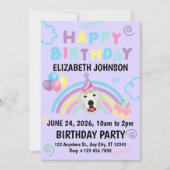 Great Pyrenees Birthday Party Invitation Purple Einladung (Vorderseite)