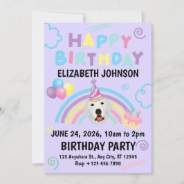 Great Pyrenees Birthday Party Invitation Purple Einladung