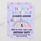 Great Pyrenees Birthday Party Invitation Purple Einladung (Vorne/Hinten)