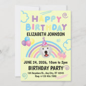 Great Pyrenees Birthday Party Invitation Yellow Einladung (Vorderseite)