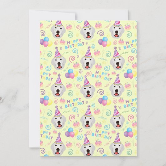 Great Pyrenees Birthday Party Invitation Yellow Einladung (Rückseite)