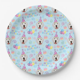 Great Pyrenees Birthday Party Paper Plates Blue Pappteller