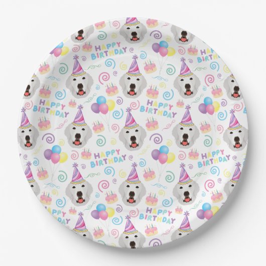 Great Pyrenees Birthday Party Paper Plates White Pappteller (Vorderseite)