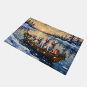 Great Pyrenees Christmas Boat Holiday Fußmatte (Schrägansicht)