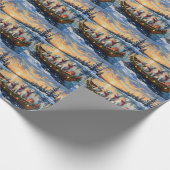 Great Pyrenees Christmas Boat Holiday Geschenkpapier (Ecke)