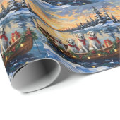 Great Pyrenees Christmas Boat Holiday Geschenkpapier (Rolleneckpunkt)