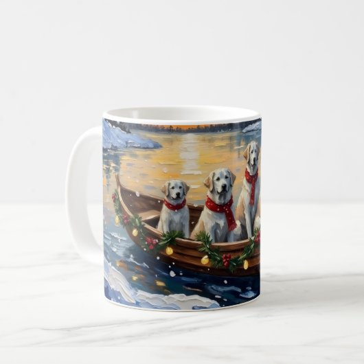 Great Pyrenees Christmas Boat Holiday Kaffeetasse (Vorderseite Links)