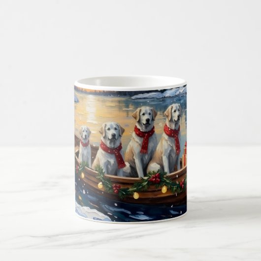 Great Pyrenees Christmas Boat Holiday Kaffeetasse (Mittel)
