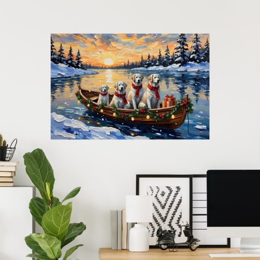 Great Pyrenees Christmas Boat Holiday Poster (Heimbüro)