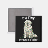 Great Pyrenees Christmas I'm Fine Everything Is Fi Magnet (Vorderseite/Rückseite)