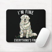 Great Pyrenees Christmas I'm Fine Everything Is Fi Mousepad (Mit Mouse)