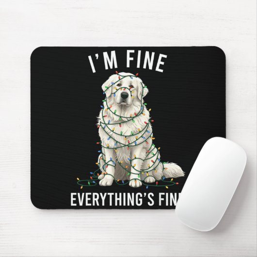 Great Pyrenees Christmas I'm Fine Everything Is Fi Mousepad (Mit Mouse)