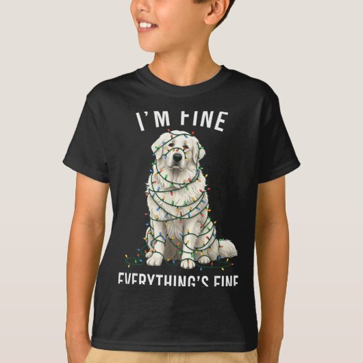 Great Pyrenees Christmas I'm Fine Everything Is Fi T-Shirt (Vorderseite)