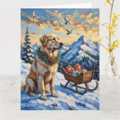 Great Pyrenees Christmas Mountain Holiday Karte (Gelbe Blume)
